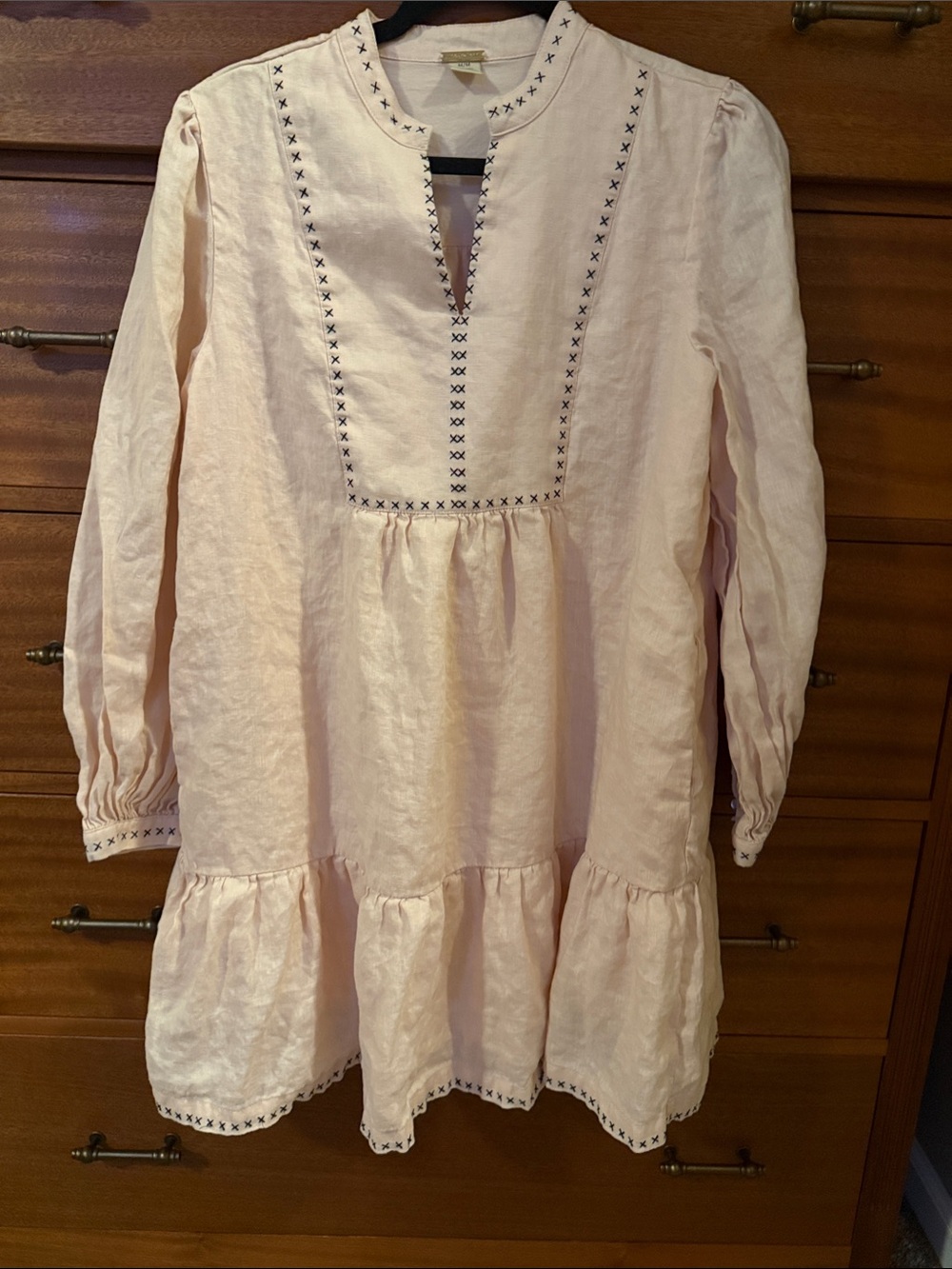Magaschoni Light Pink Embroidered Tiered Tunic Dress